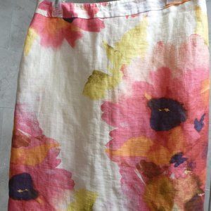 LOFT Lined Pencil Skirt Multi-Color Floral Sz 4